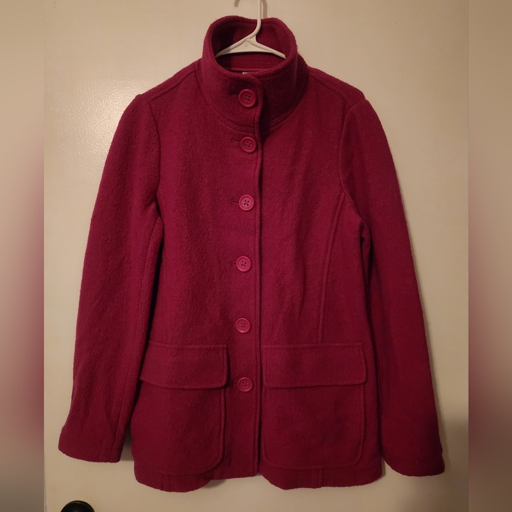 L.L. Bean Bellandi Boiled Wool Pea Coat Size Small